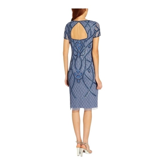 Adrianna Papell Beaded Back Cutout Sheath Dress in French Blue NWT - Picture 5 of 10